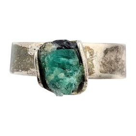 Sterling Raw Jadeite Sterling Ring, Size 6, 5 4.52g