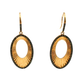 Sterling Oval Drop Earrings Green Diamond Accents 8.03g