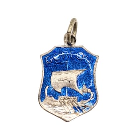 Sterling and Blue Enamel Corfu Shield Charm 1.55g 1000