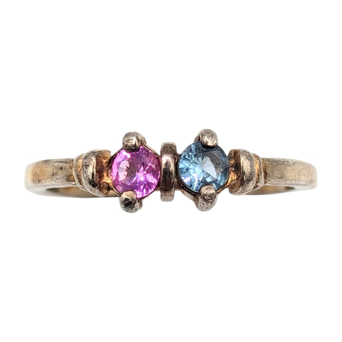 Sterling Ring Blue Spinel and Pink Ruby, Size 5, 1.65g: Sterling Ring Blue Spinel and Pink Ruby, Size 5, 1.65g