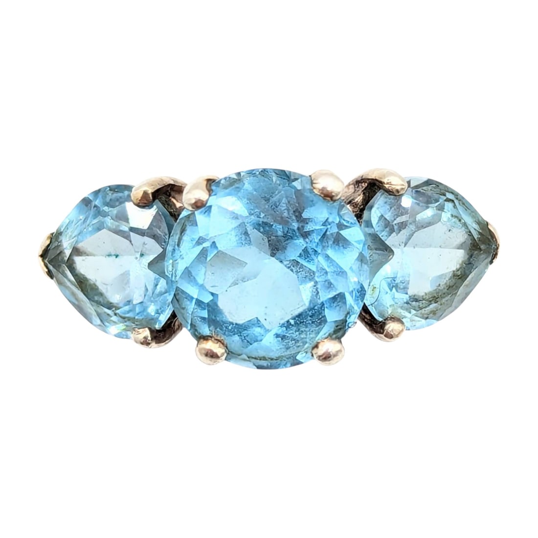 Sterling 3 stone blue Topaz Ring Size 6.75, 4.54g (1 of 4)