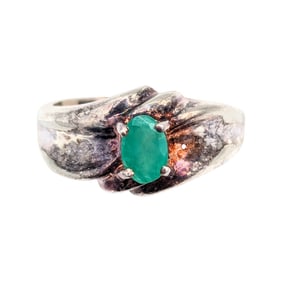 Sterling Emerald Ring Size 6.75 4.1g