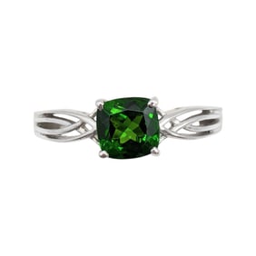 Sterling Green Emerald Rhinestone Ring sz 5.25 2.04