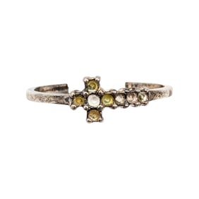 Sterling Multistone Cross Ring as is Size 4.75 TH, 0.85g