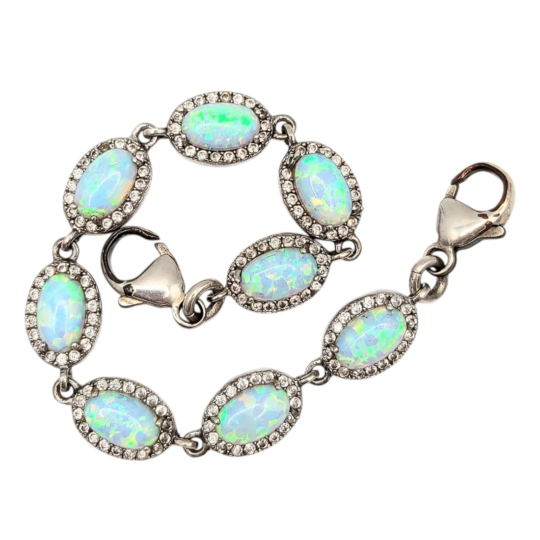 Sterling Bracelet with Opals and Rhinestones 8.12g (1 of 6)