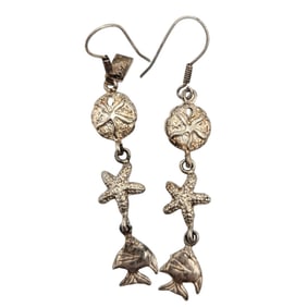 Sterling Earrings with Marine Life Design 8.84g