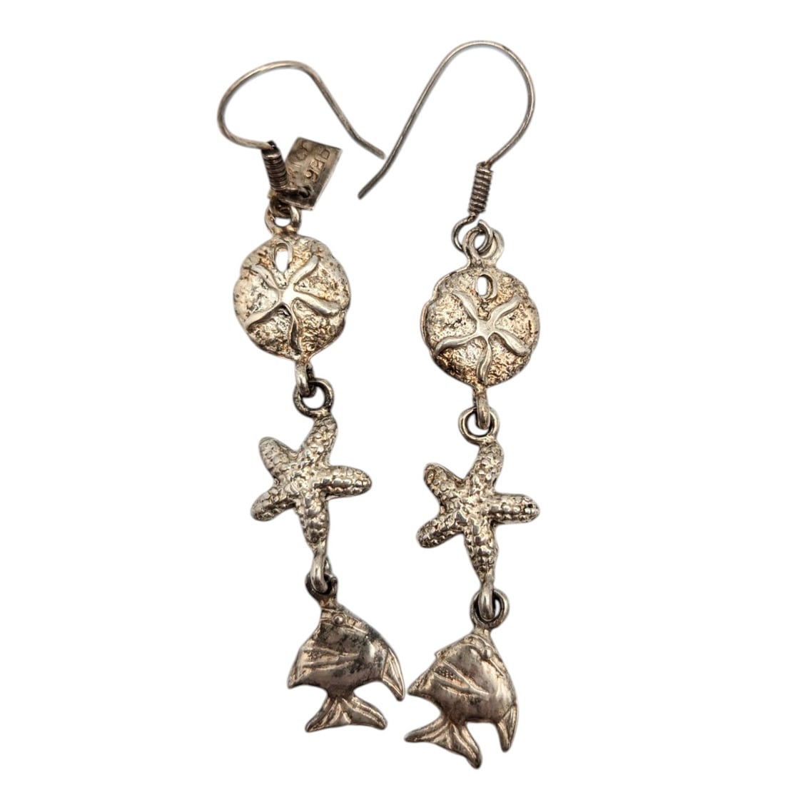 Sterling Earrings with Marine Life Design 8.84g: Sterling Earrings with Marine Life Design 8.84g Mexico