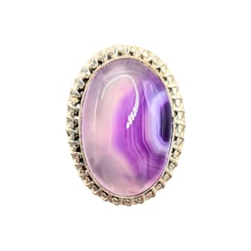 Sterling Ring with Purple Agate, Size 7.75, 14.7g