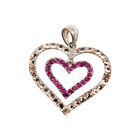 Sterling Ruby Heart-Shaped Pendant, 4.35g
