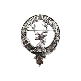 Sterling Scottish Clan Crest Badge With Stag and Motto ‘Sapienter Si Sincere’ 16.45g
