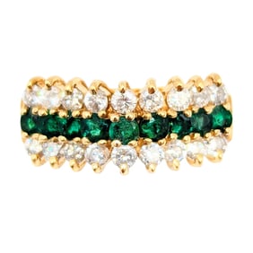 14k Gold Diamond and Emerald Ring, Size 4, 2.68g
