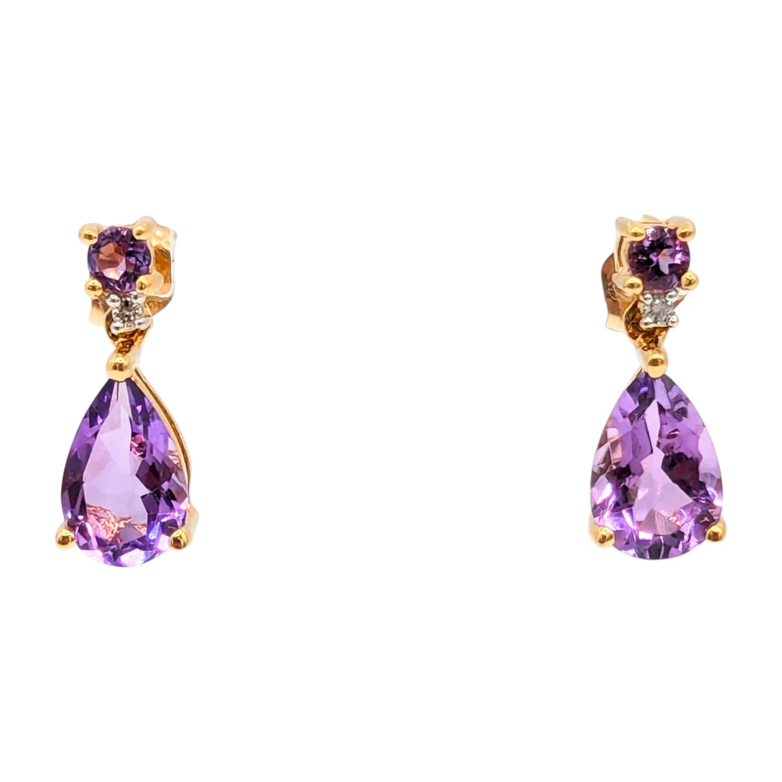 14K Gold Amethyst Drop Earrings 2.57g (1 of 4)