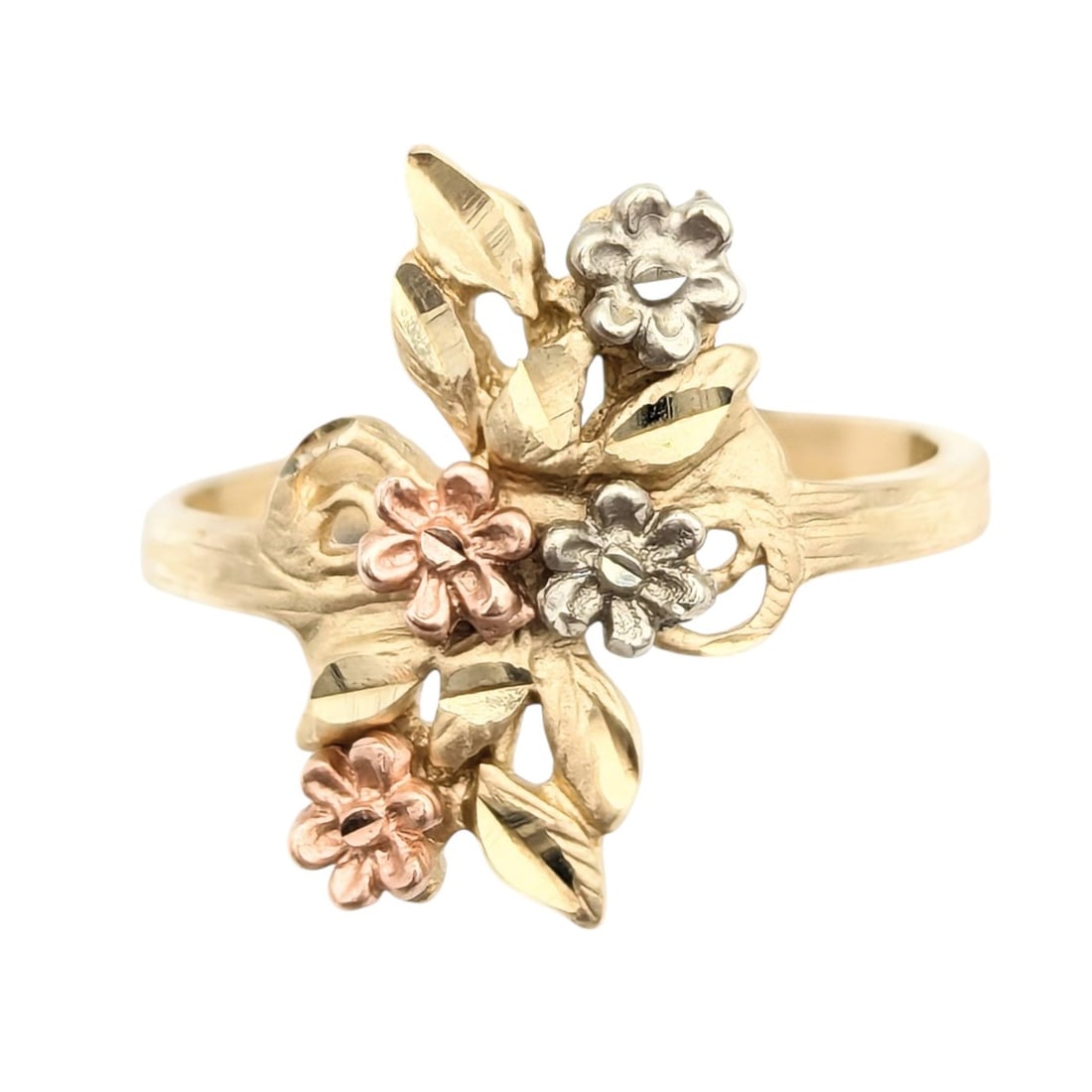 14K Italian Gold Floral Ring, Size 5.5, 2.57g (1 of 4)