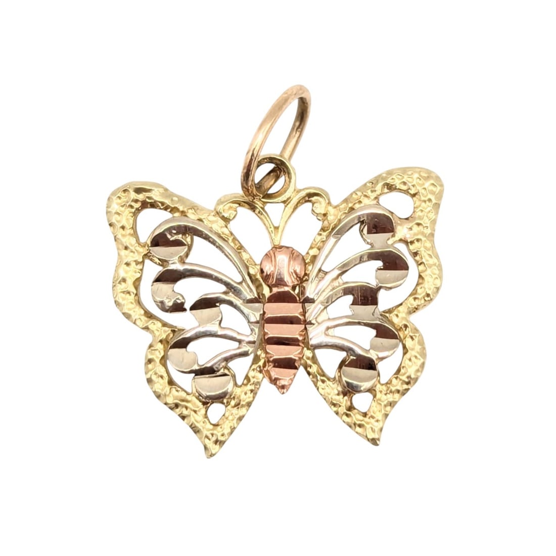 14K Italian Gold Butterfly Charm Pendant 1g: 14K Italian Gold Butterfly Charm Pendant 1g