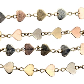 14K Italian Multi-Tone Gold Heart Link Bracelet 8.42g