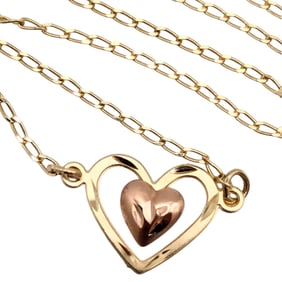 14K Yellow and Rose Gold Heart Charm Bracelet 1.03g