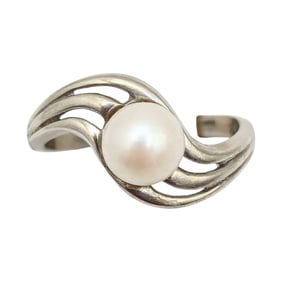 14K White Gold Pearl Ring, Size 4.5, 2.28g