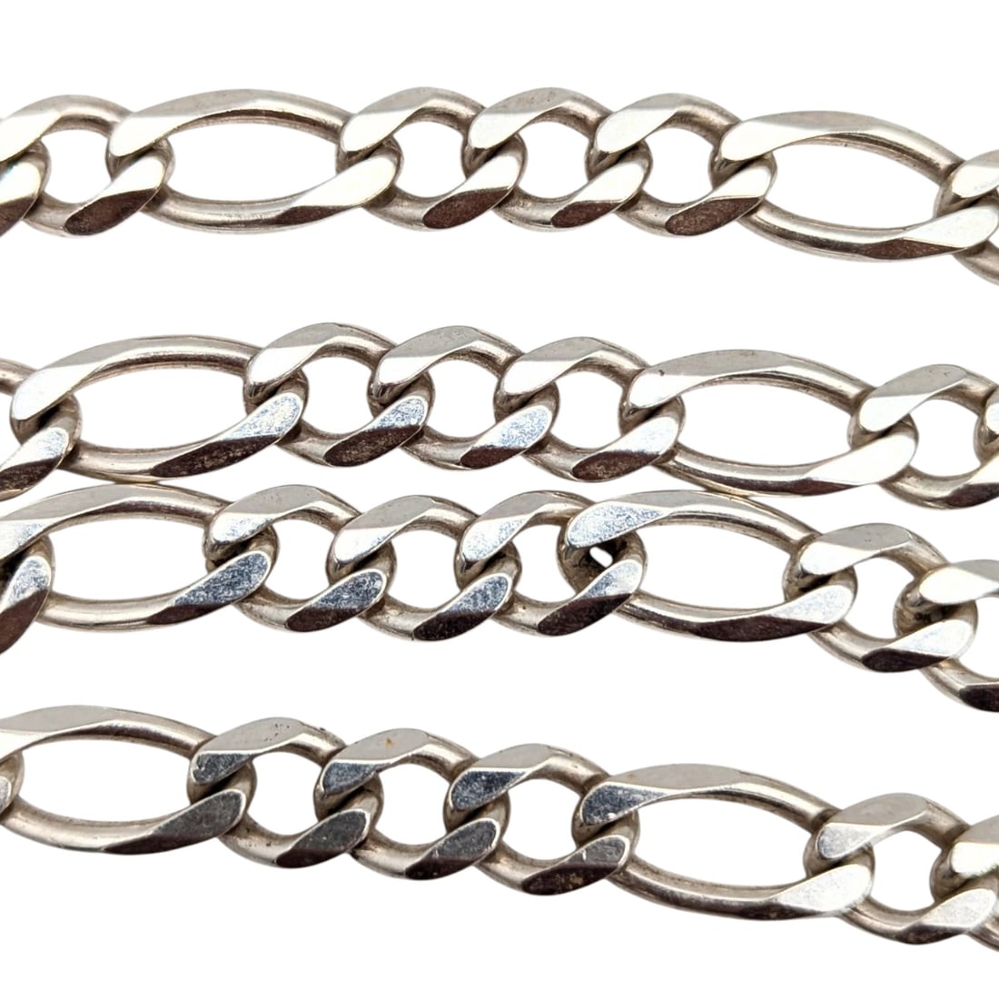 Sterling Italian Figaro Chain Necklace 51.63: Sterling Italian Figaro Chain Necklace 51.63