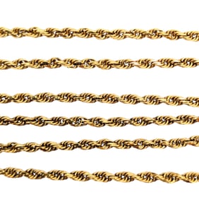 14K Gold Rope Chain Necklace Weighing 7.56 G