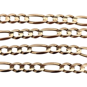 10K Italian Figaro Chain Necklace, 21.54g