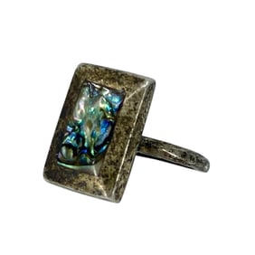 Vintage Mexico Abalone Shell Sterling Silver Ring, sz 6.5, 2.26g