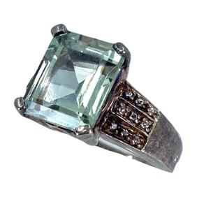 Stunning Green Aquamarine Sterling Silver Ring, sz 7, 7.17g