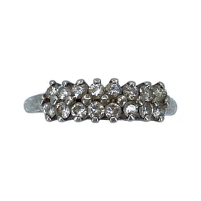 Elegant Sterling Silver Rhinestone Cluster Ring, Sz 10, 3.68g