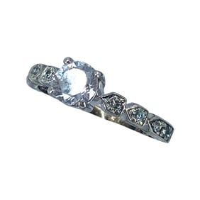 Elegant Ross Simmons Round Cubic Zirconia Sterling Silver Ring, sz 6.5, 2.69g