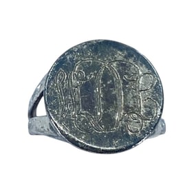 Antique Sterling Silver Monogrammed Signet Ring, sz 5.76, 5.19g