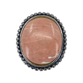 Statement Peach Rhodochrosite Sterling Silver Cocktail Ring, sz 5.5, 13.79g
