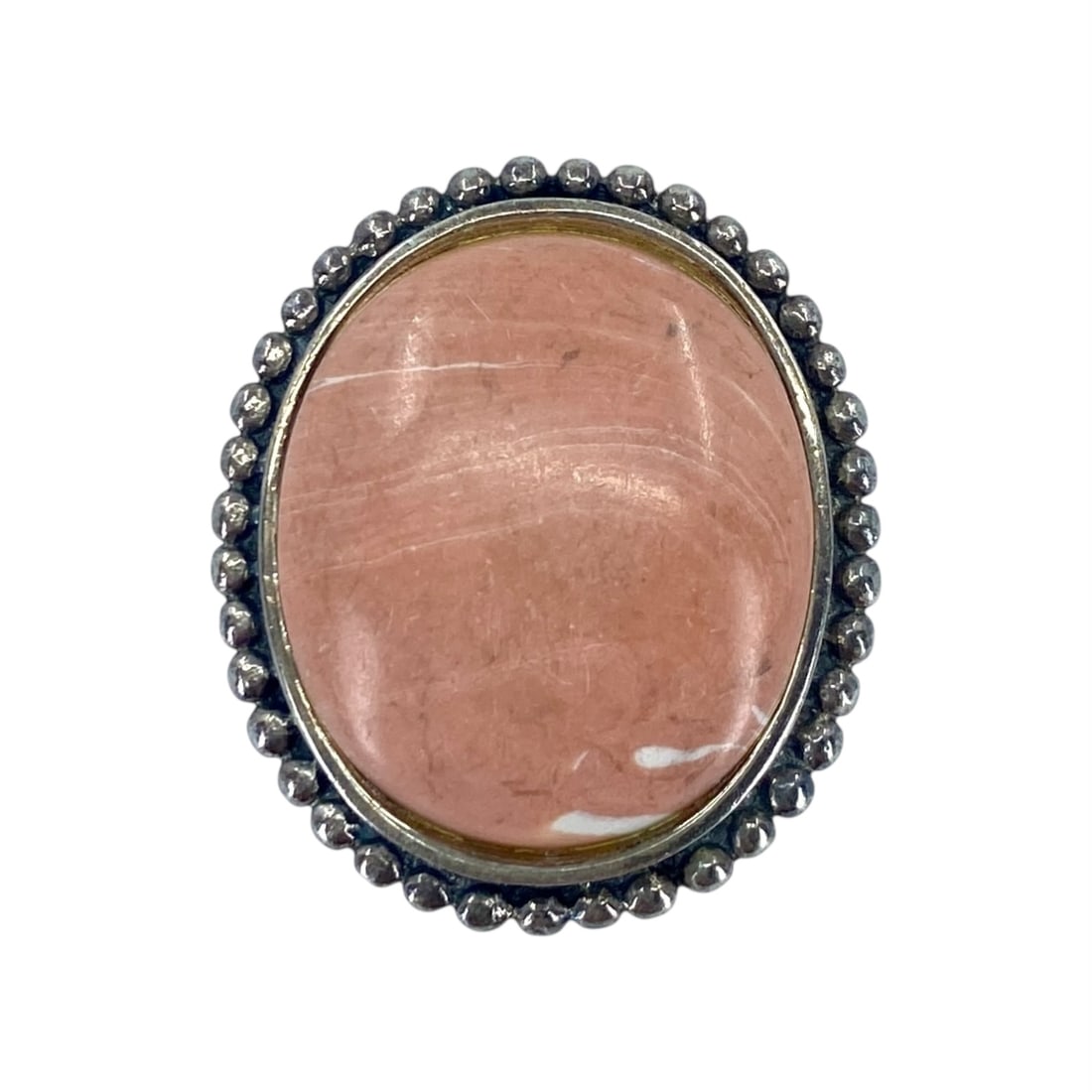 Statement Peach Rhodochrosite Sterling Silver Cocktail Ring, sz 5.5, 13.79g (1 of 6)