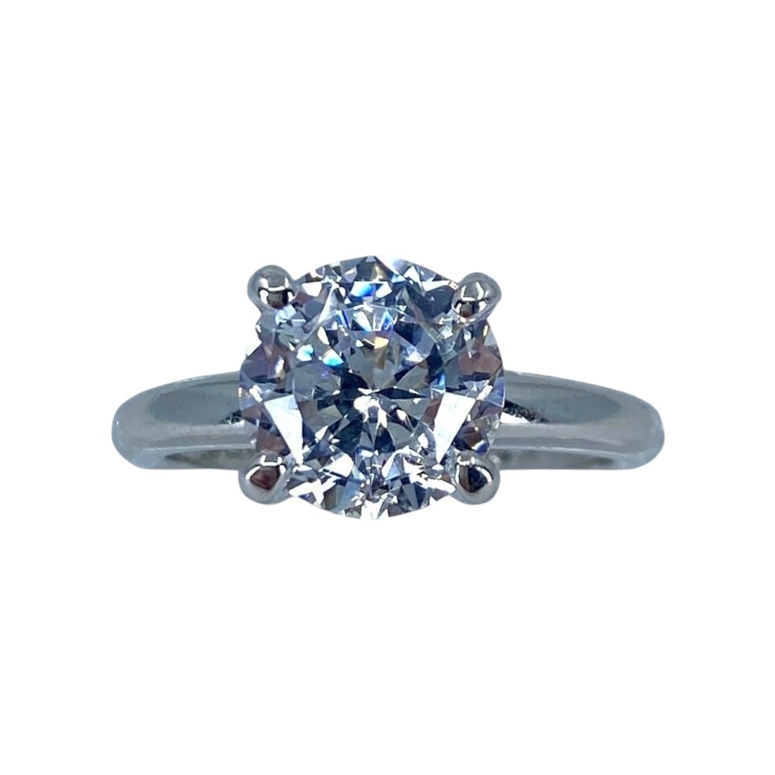 Simple Round Cubic Zirconia Sterling Silver Ring, sz 7.5, 4.43g (1 of 8)