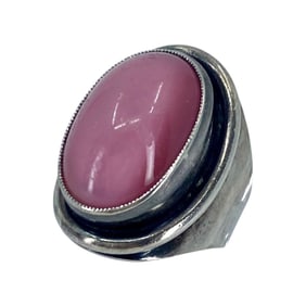 Chunky Rose Quartz Sterling Silver Ring, sz 4.5, 10.5g