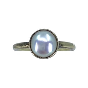 Elegant Pearl Gold Over Sterling Silver Ring, sz 6, 2.49g