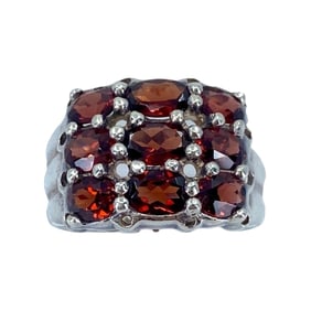 Overstated Deep Red Garnet Sterling Silver Ring, sz 8.25, 6.07g