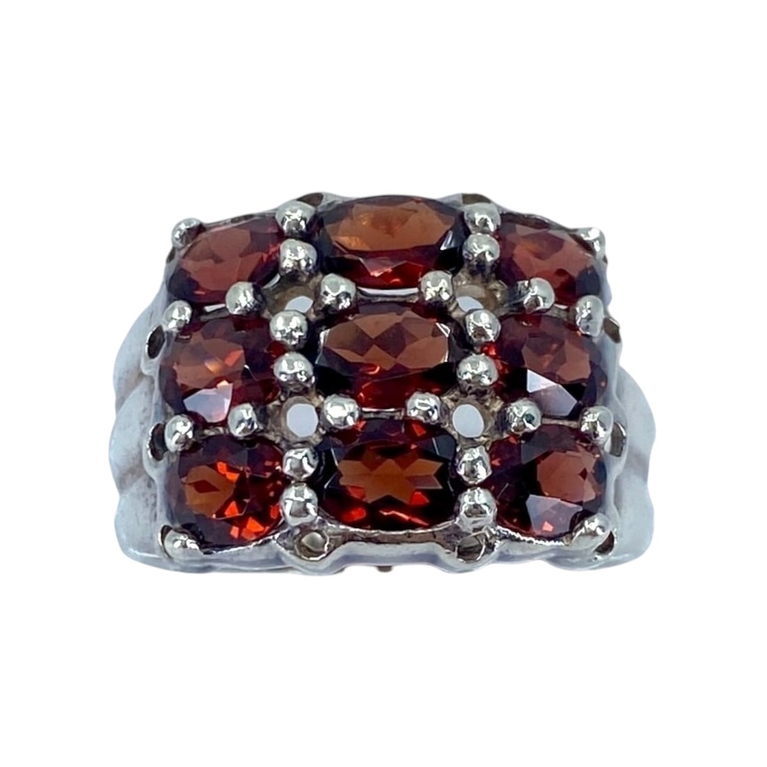 Overstated Deep Red Garnet Sterling Silver Ring, sz 8.25, 6.07g (1 of 7)