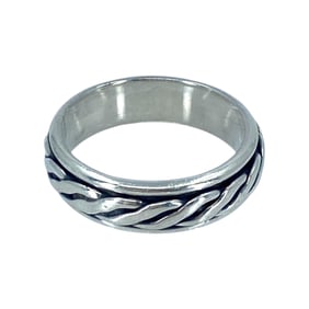 Spinning Sterling Silver Twist Detailed Band, sz 13.75, 11.72g
