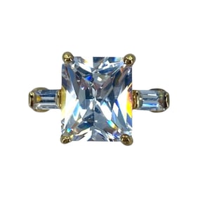 Stunning Large Rectangular Tourmaline Gold Over Sterling Silver Uncas Ring, Sz 8, 6.5g