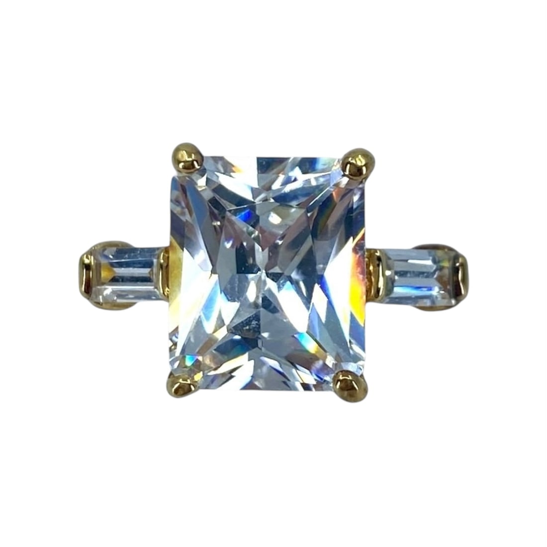 Stunning Large Rectangular Tourmaline Gold Over Sterling Silver Uncas Ring, Sz 8, 6.5g (1 of 7)