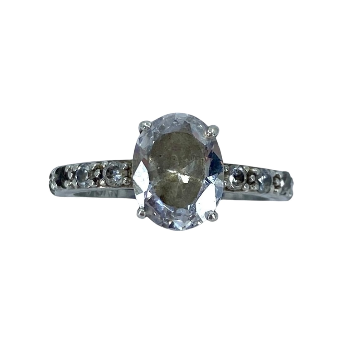 Classic Sterling Silver Oval Rhinestone Ring , sz 5.75, 2.89g (1 of 6)