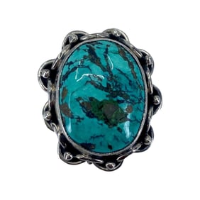 Bold Turquoise Oval Sterling Silver Ring, sz 6.5, 10.9g
