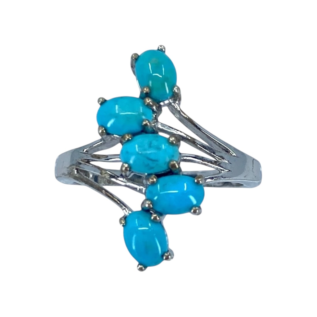 Stacked Turquoise Sterling Silver Ring, Sz 9, 4.18g (1 of 6)