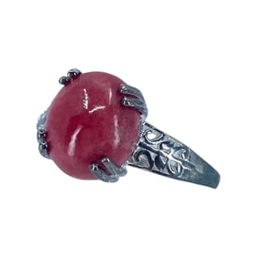 Chic Oval Rhodochrosite Sterling Silver DJoy Ring, sz 10, 3.77g
