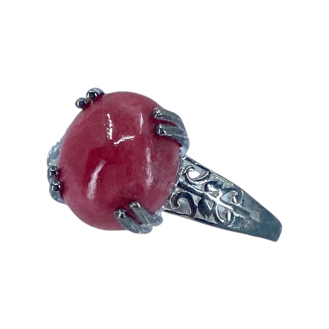 Chic Oval Rhodochrosite Sterling Silver DJoy Ring, sz 10, 3.77g (1 of 7)