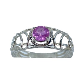 Elegant Pink Topaz Sterling Silver Wire Design Ring, sz 7, 2.4g