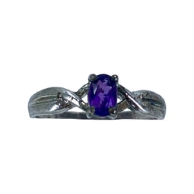 Vintage Ross Simons Oval Amethyst Sterling Silver Ring, sz 8, 2.29g