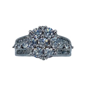 Elegant Sterling Silver Rhinestone BJ Ring, sz 5.75, 5.25g