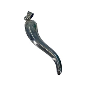 Vintage Italian Horn Sterling Silver Pendant, 2.23g