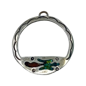 Native Inlay Turquoise Coral Sterling Silver Pendant, 4.06g