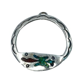 Native Inlay Turquoise Coral Sterling Silver Pendant, 3.92g